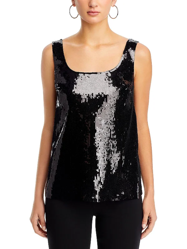 Gillian Womens Sequined Scoop Neck Tank Top