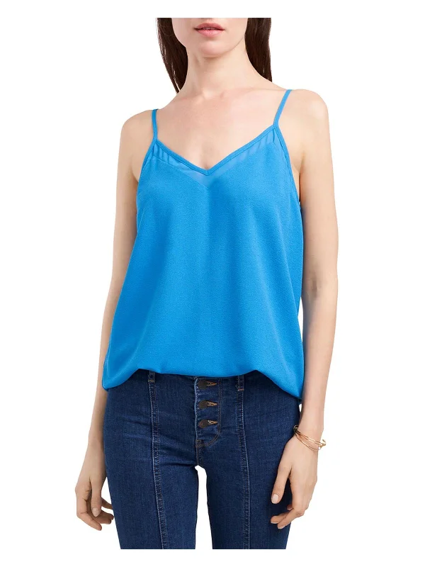 Mari Womens Chiffon Trim V Neck Camisole Top