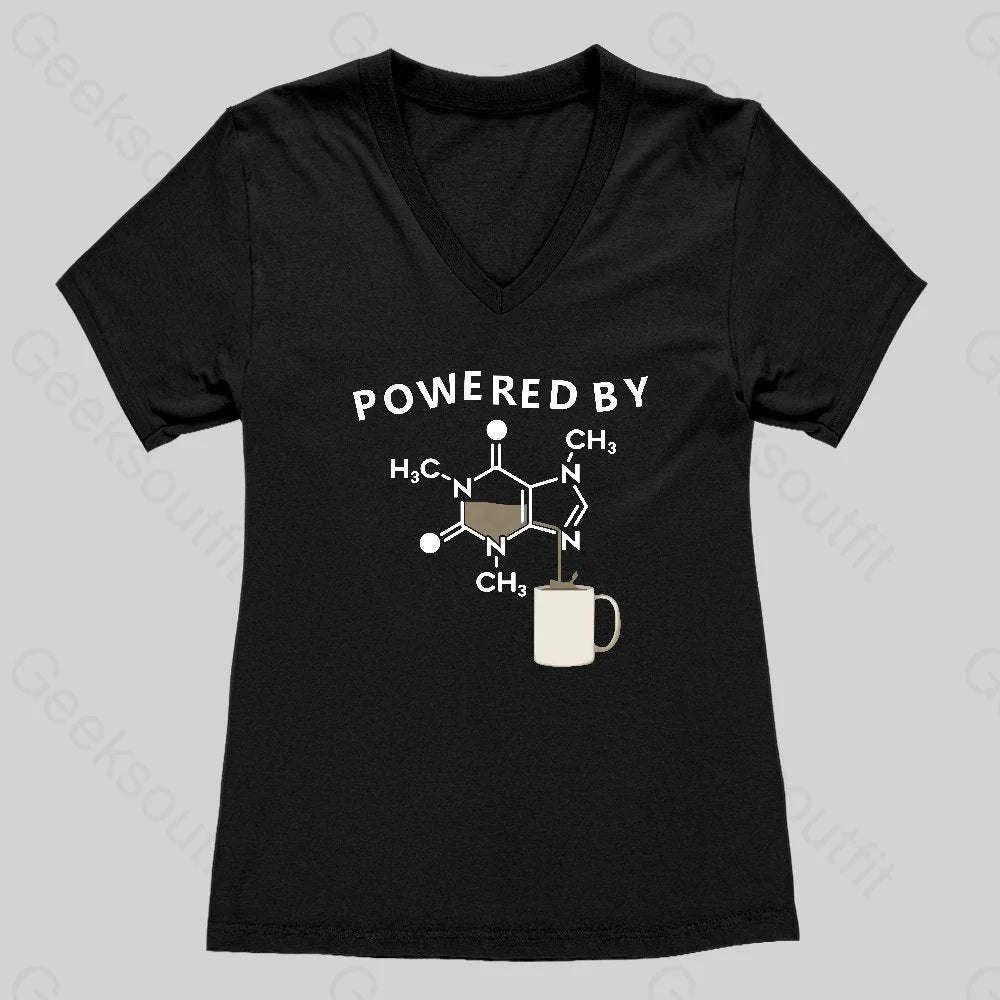 Powered By Caffeine Unisex Geek Women's V-Neck T-shirt