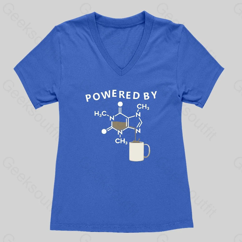 Powered By Caffeine Unisex Geek Women's V-Neck T-shirt