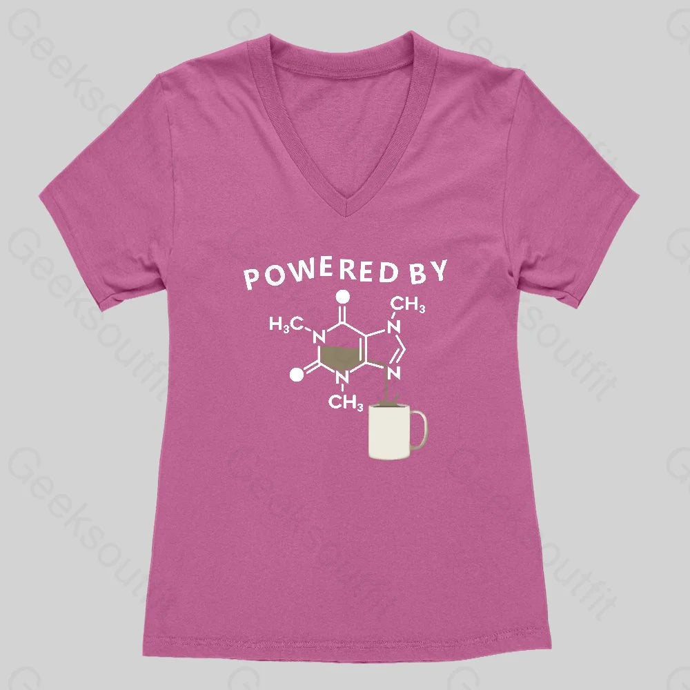 Powered By Caffeine Unisex Geek Women's V-Neck T-shirt