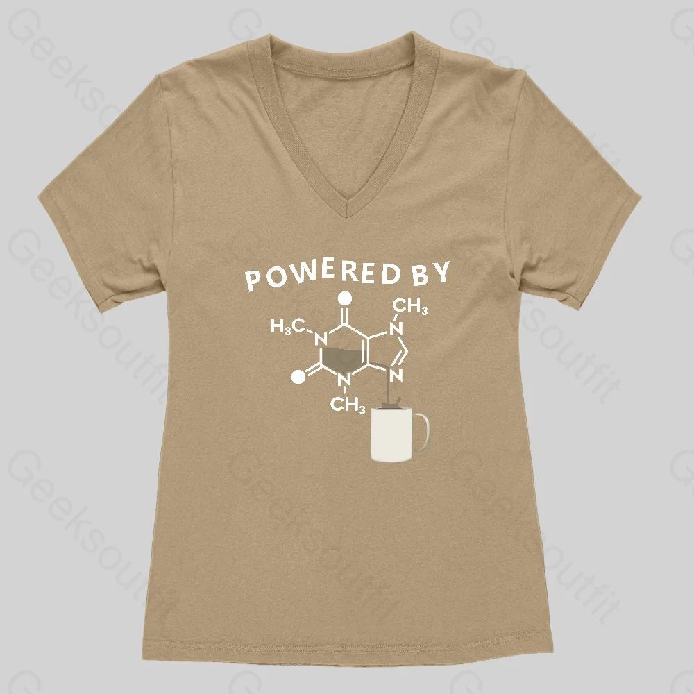 Powered By Caffeine Unisex Geek Women's V-Neck T-shirt