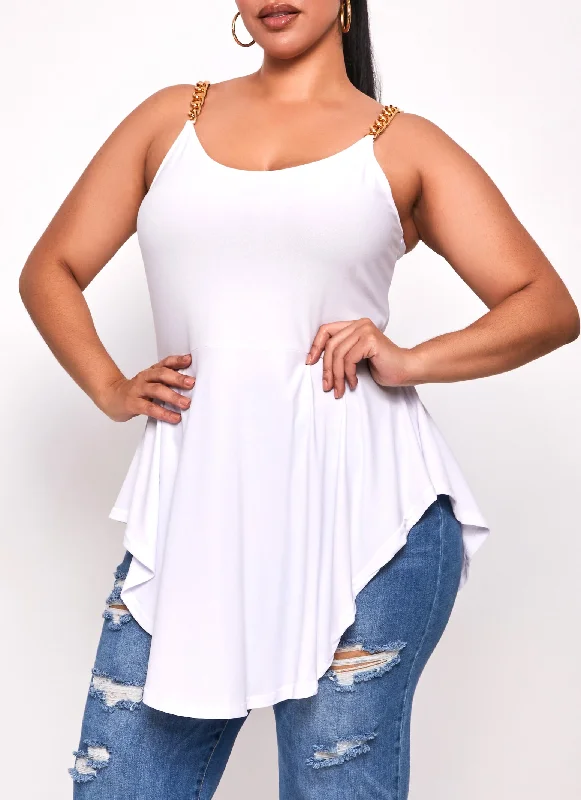 Plus Size Chain Strap Peplum Tunic Cami