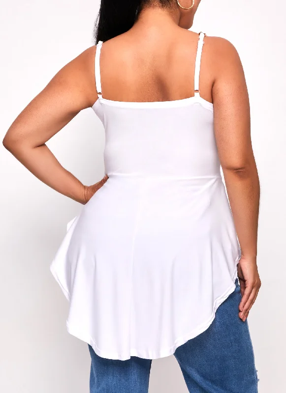 Plus Size Chain Strap Peplum Tunic Cami