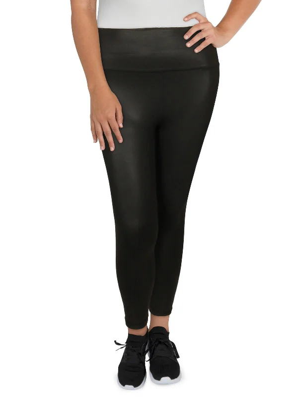 Womens Faux Leather Stretch Leggings